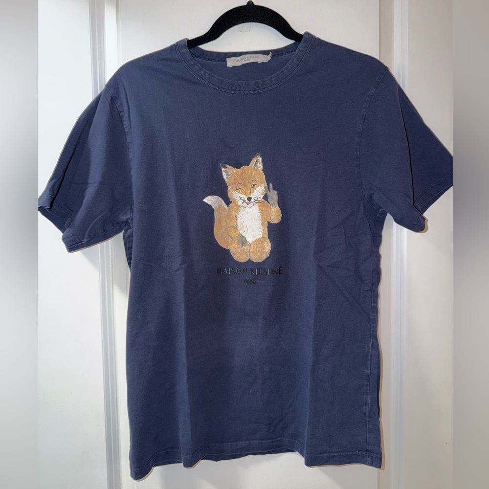 Maison Kitsuné Washed Navy Tee - Small